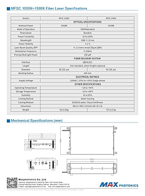 MFSC Single Module CW Fiber Laser Source